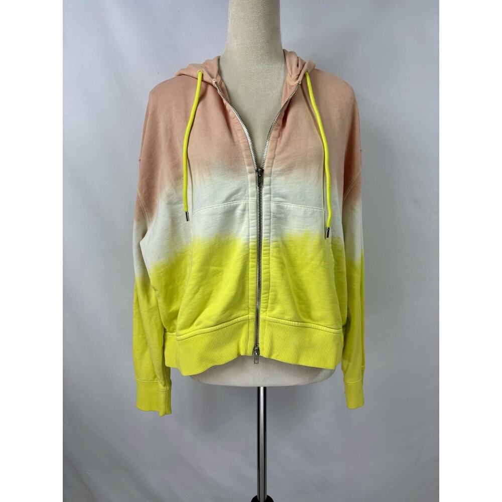 ATM Anthony Thomas Melillo Hoodie Sweatshirt Peach White Yellow XS S Pockets